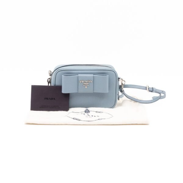 Bow Camera Bag Light Blue Leather