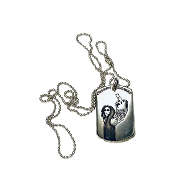 'f*ck you' American flag dog tag and Ball Chain "Richard Stark - Silver" CHRM0393