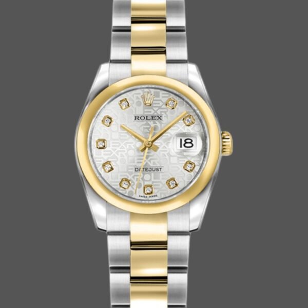 Rolex Datejust 179163 Silver Diamond Dial Domed Dezel 26MM Lady Replica Watch