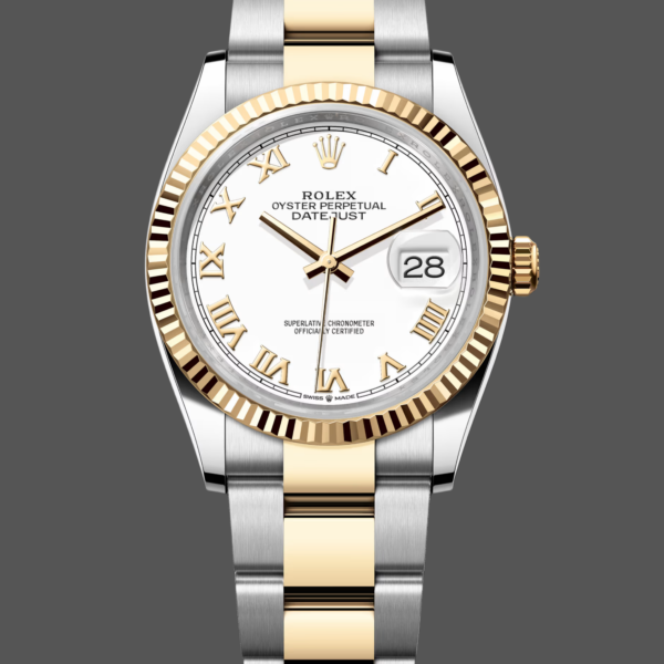 Rolex Datejust 126233 White Roman Dial Fluted Bezel 36MM Unisex Replica Watch