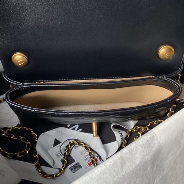 Chanel AS4967 Small Flap Bag Shiny Lambskin Enamel & Gold Metal Black