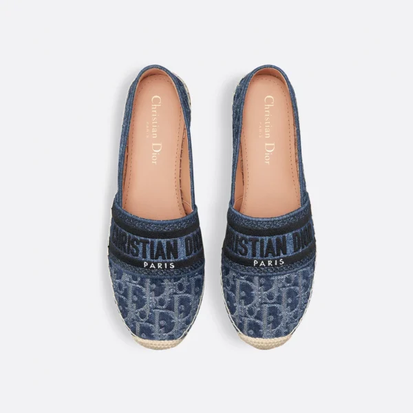 Blue Stonewashed-Effect Cotton Denim Embroidered with Dior Oblique Motif