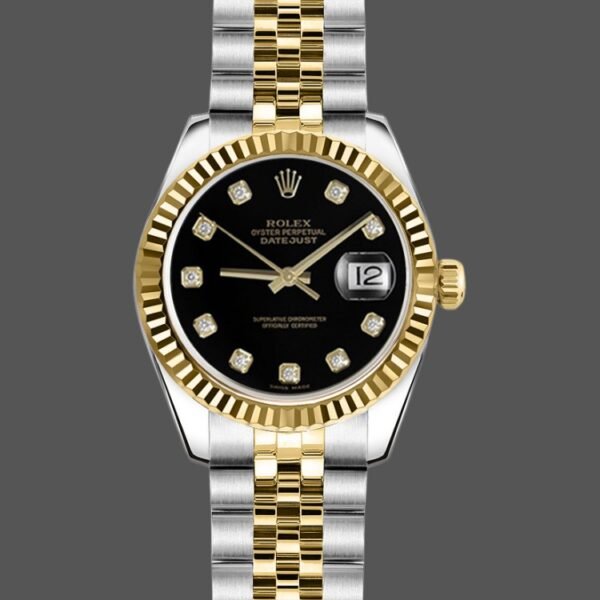 Rolex Datejust 179173 Black Dial Fluted Bezel 26MM Lady Replica Watch