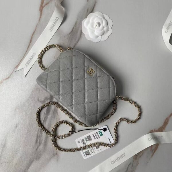 Chanel 24S AP4000 Mini Clutch With Chain Crossbody Bag Grey Caviar Light Gold Hardware