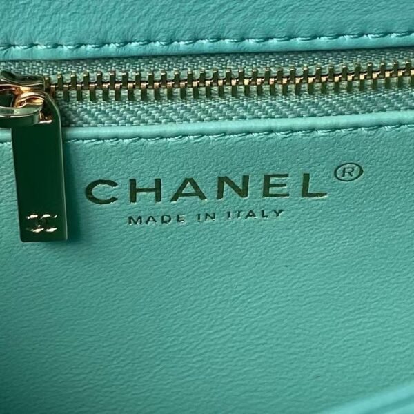 Chanel AS4654 Mini Trendy CC Flap Bag Turquoise Lambskin Light Gold Hardware