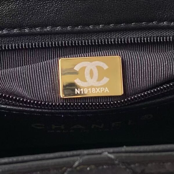 Chanel AS4416 Mini Shopping Bag Shiny Aged Calfskin Gold Tone Metal Black