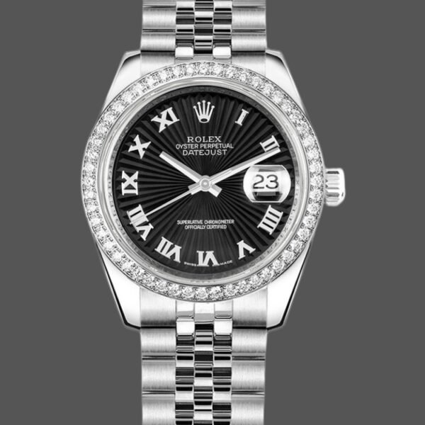 Rolex Datejust 178384 Stainless Steel Black Roman Dial 31MM Lady Replica Watch