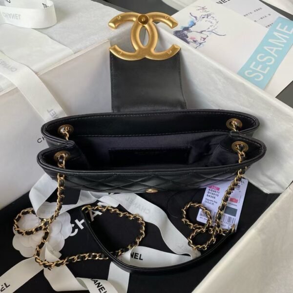 Chanel 24C AS4611 Vintage Logo Lambskin Rectangular Shoulder Bag Black