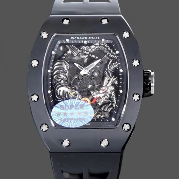 Richard Miller RM 055 RMUL2 NTPT Carbon Fiber White Rubber Strap