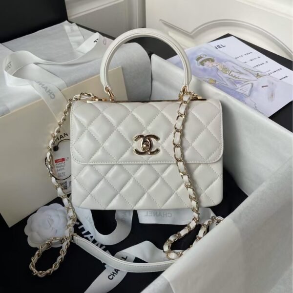 Chanel AS4654 Mini Fashion CC Flap Bag White Lambskin Light Gold Hardware