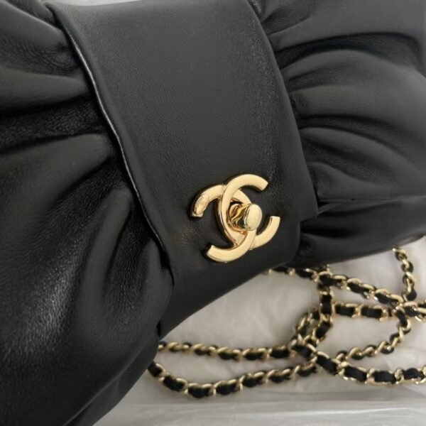 Chanel 24B AS5129 Metallic Lambskin Butterfly Evening Bag Black