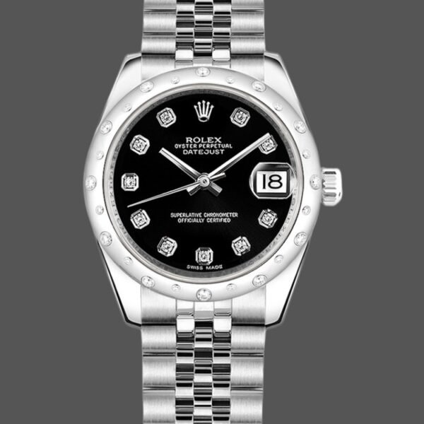 Rolex Datejust 178344 Black MOP Roman Dial 31MM Lady Replica Watch
