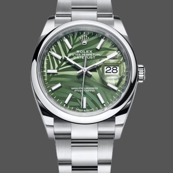 Rolex Datejust 126200 Olive Green Palm Motif Dial 36MM Unisex Replica Watch