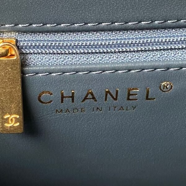 Chanel AS4416 Mini Shopping Bag Shiny Aged Calfskin Gold-Tone Metal Blue