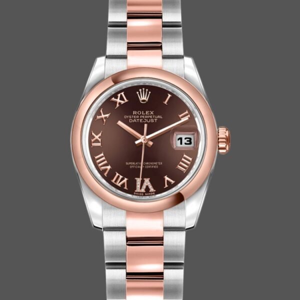 Rolex Datejust 179161 Stainless Steel and Everose Gold Black Roman Dial 26MM Lady Replica Watch