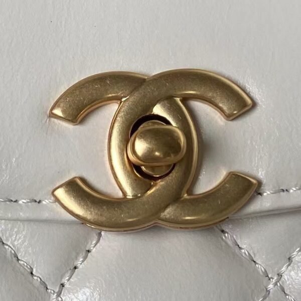 Chanel AS4416 Mini Shopping Bag Shiny Aged Calfskin Gold Tone Metal Off-White