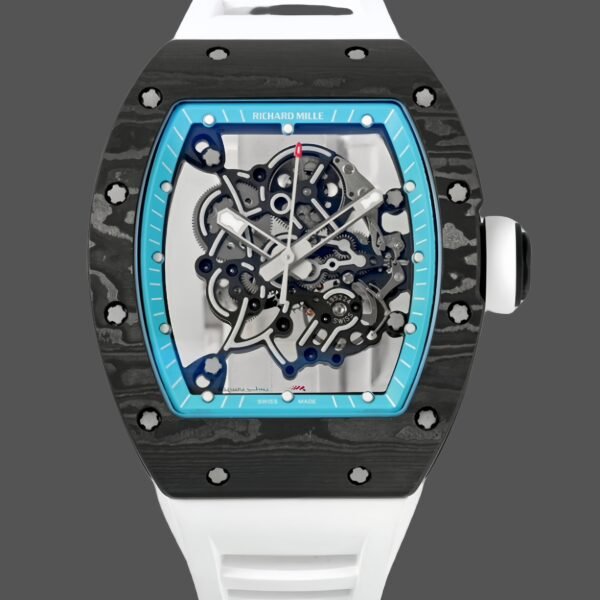 Richard Miller RM 055 RMUL2 NTPT Carbon Fiber Blue Rubber Strap