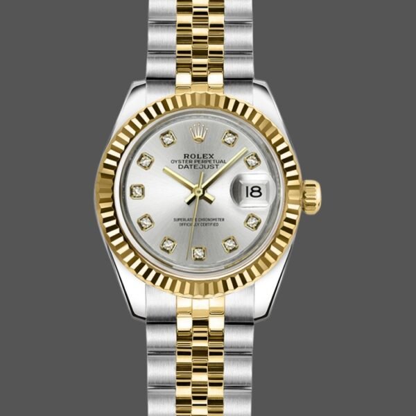 Rolex Datejust 179173 Crystal Champagne Dial Fluted Bezel 26MM Lady Replica Watch