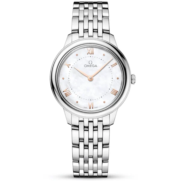 OMEGA De Ville Prestige 30mm Two-Tone White Mother of Pearl Dial Bracelet Watch