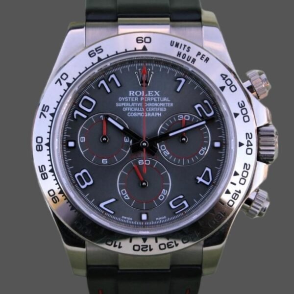 Rolex Cosmograph Daytona 116519 Gray dial Black Leather Strap 40mm Mens Replica Watch