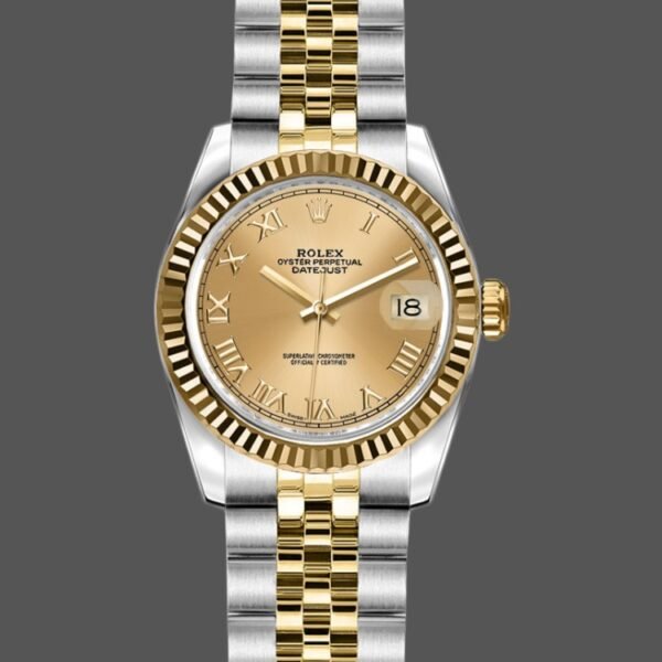 Rolex Datejust 179173 Champagne Diamond Dial Fluted Bezel 26MM Lady Replica Watch