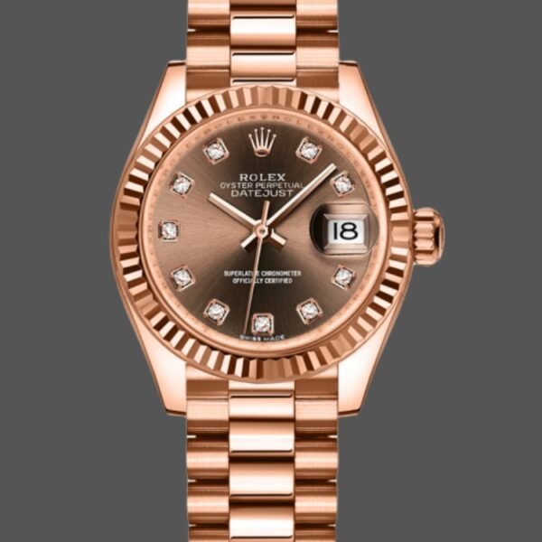 Rolex Datejust 279175 Chocolate Diamond Mark Fluted Bezel 28mm Lady Replica Watch