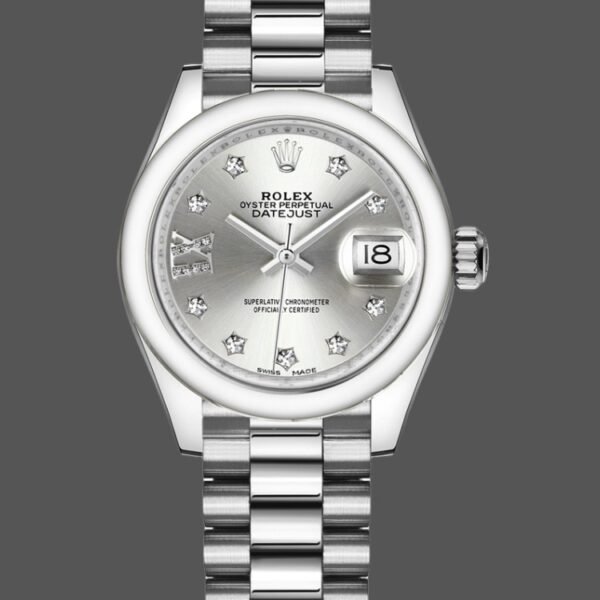 Rolex Datejust 279166 Dark Grey Roman Numeral Dial Domed Bezel 28mm Lady Replica Watch