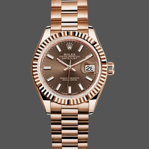 Rolex Datejust 279175 Chocolate Diamonds Dial Fluted Bezel 28mm Lady Replica Watch