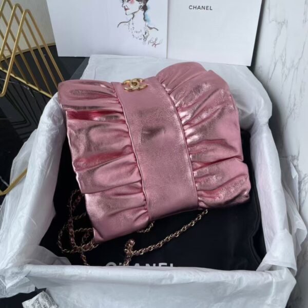 Chanel 24B AS5129 Metallic Lambskin Butterfly Evening Bag Metallic Pink