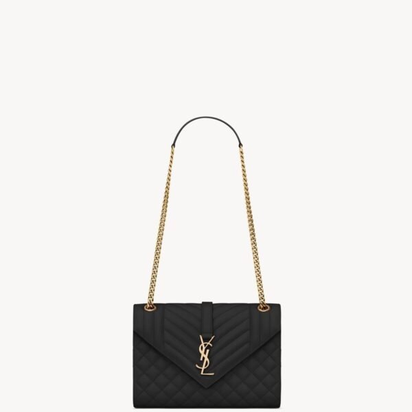 Ysl Envelope Medium in Quilted Grain De Poudre Embossed Leather