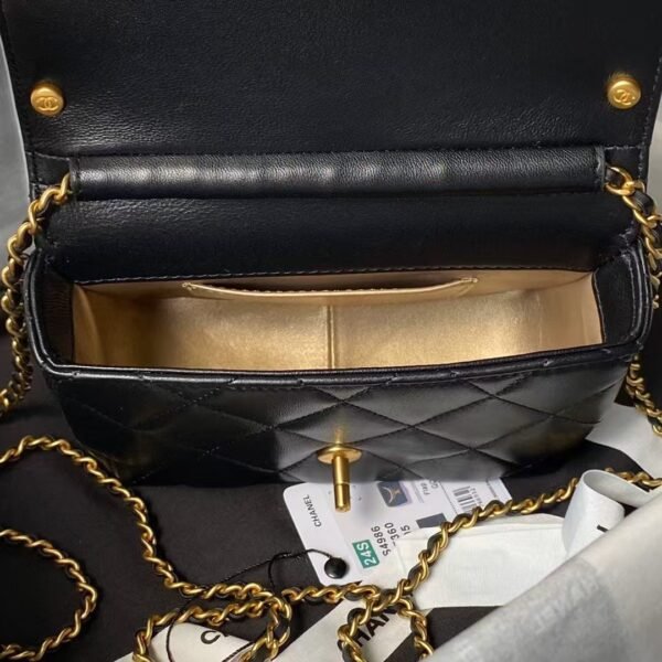Chanel AS4986 Mini Flap bag Shiny Lambskin Imitation Pearls & Gold-Tone Metal Black