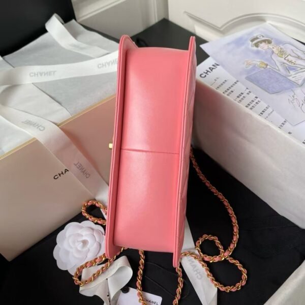 Chanel AS2649 Chain Bag Gold Charm Small Vintage Calfskin Bag Dark Pink