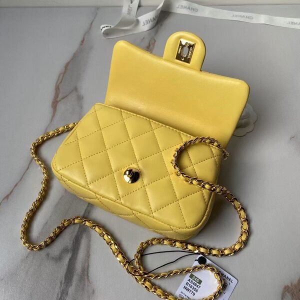 Chanel AS4847 Mini Flap Bag With Top Handle Lambskin Resin Yellow
