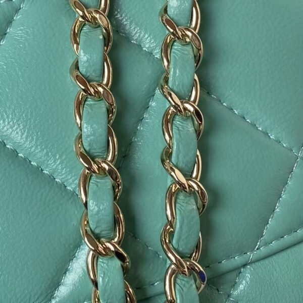 Chanel 24C AS4543 Mini Flap Bag Chain Bag Top Handle Turquoise Lambskin