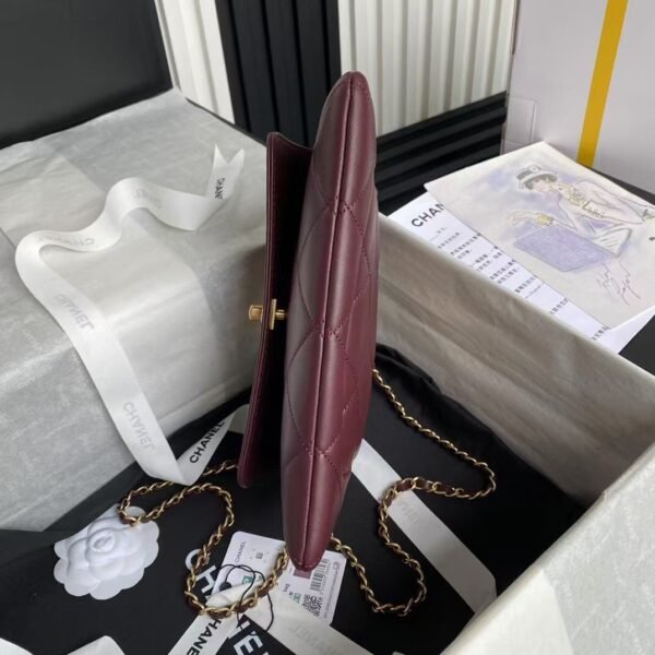 Chanel 24B AS5038 Lambskin Clutch Burgundy