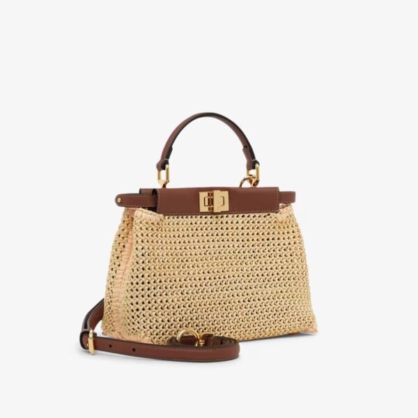 Fendi Peekaboo ISeeU Petite Brown leather and interlaced fiber bag