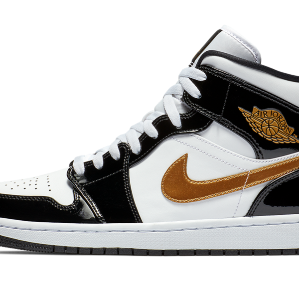 Air Jordan 1 Mid SE "Black Gold Patent Leather" 852542 007
