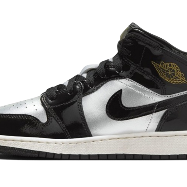 Jordan 1 Mid SE GS "Black Metallic Silver Sail Metallic Gold" FZ3938 001